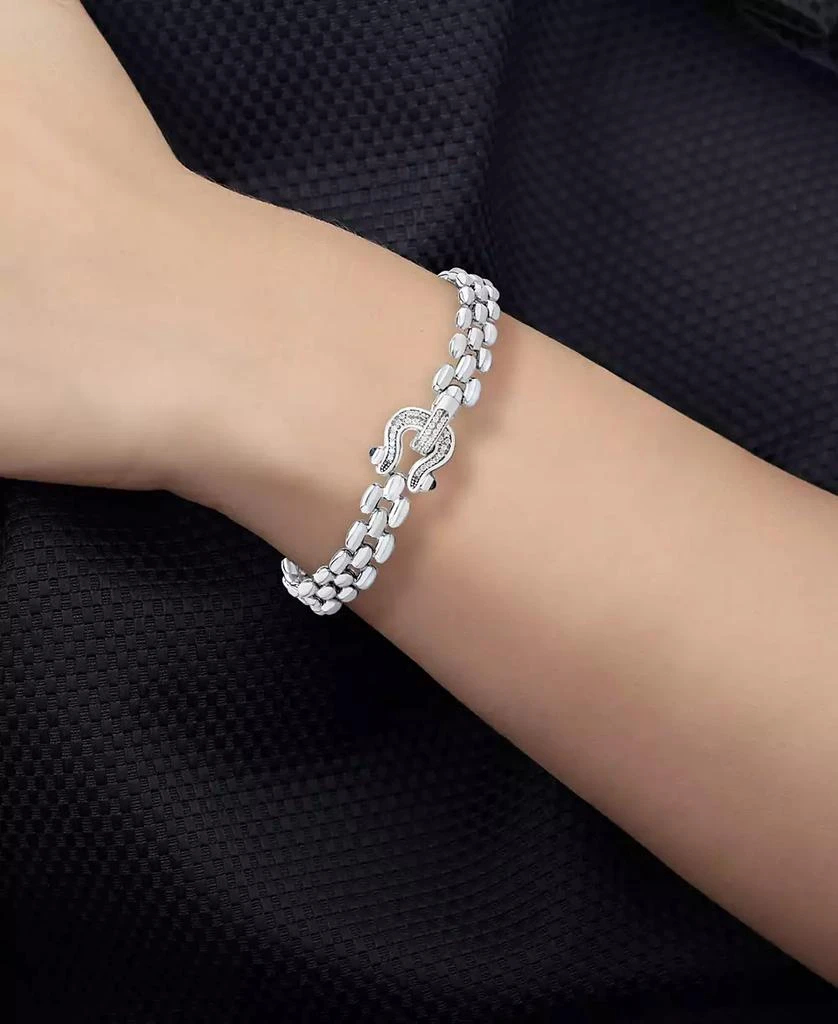 Macy's Diamond Horseshoe Clasp Panther Link Chain Bracelet (1/5 ct. t.w.) in Sterling Silver 2