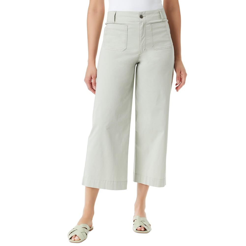 Gloria Vanderbilt Women's Shape Effect Tummy Sculpt Patch-Pocket Cropped Wide-Leg Jeans
