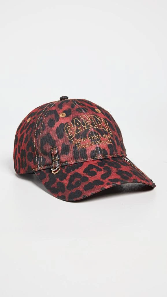 Ganni Red Leopard Baseball Cap 1