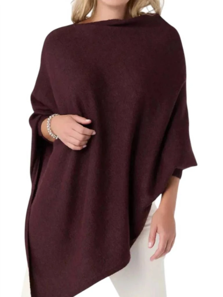 Mint Exclusives Dylan Sweater Poncho In Merlot 2