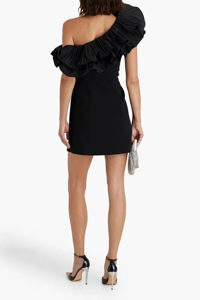 REBECCA VALLANCE One-shoulder taffeta-paneled crepe mini dress 3