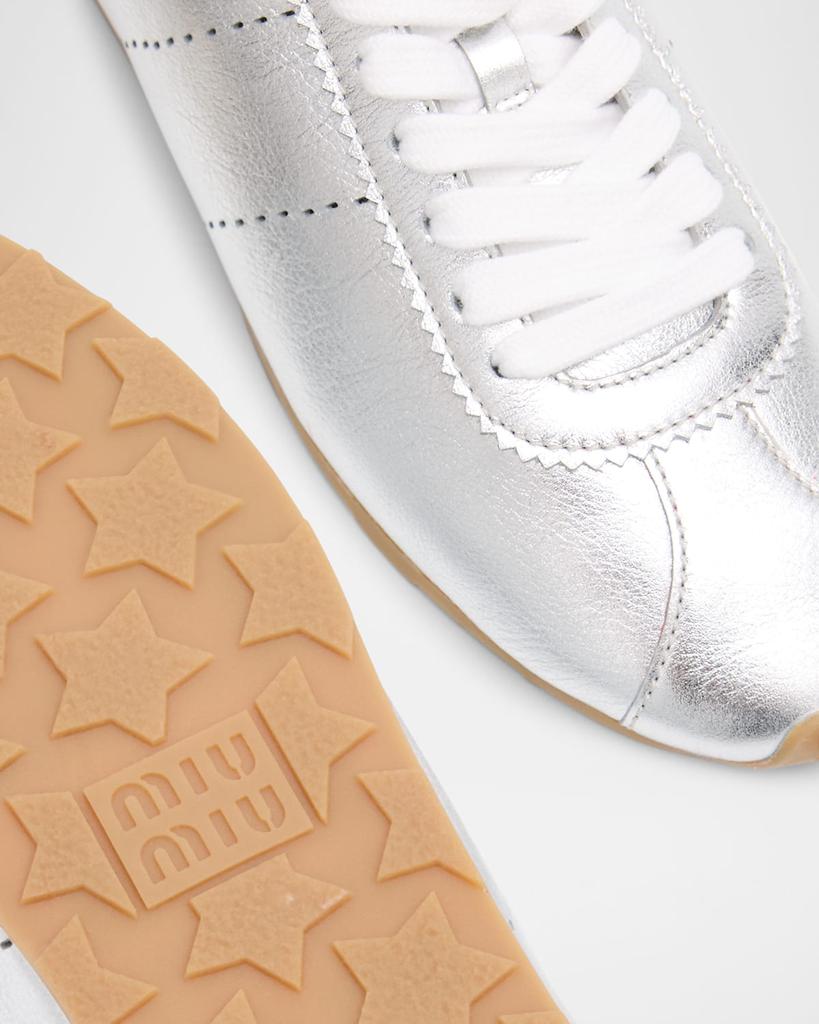 Miu Miu Metallic Leather Retro Runner Sneakers - Casual Miu Miu Metallic Leather Retro Runner Sneakers - Casual