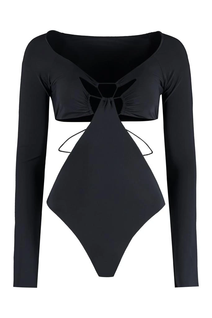 Amazuìn Amazuìn Long Sleeved Cut-Out Plunge Top 1