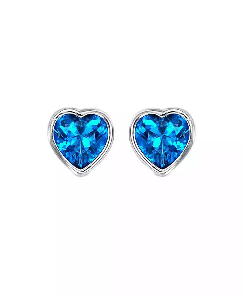 Macy's Heart Bezel Stud Earrings in Sterling Silver with Tanzanite 1