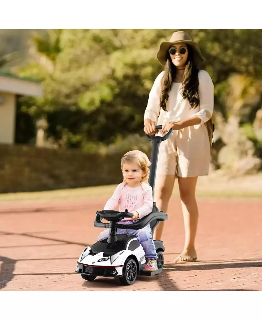 Gymax 3-in-1 Licensed Lamborghini Ride on Push Car Stroller Sliding Car w/ Sound 3