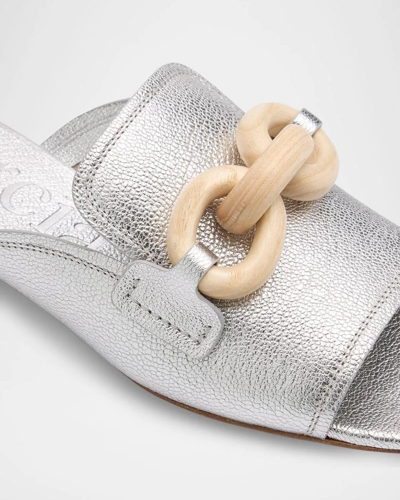 Pedro Garcia Enna Metallic Leather Chain Loafer Mules 6