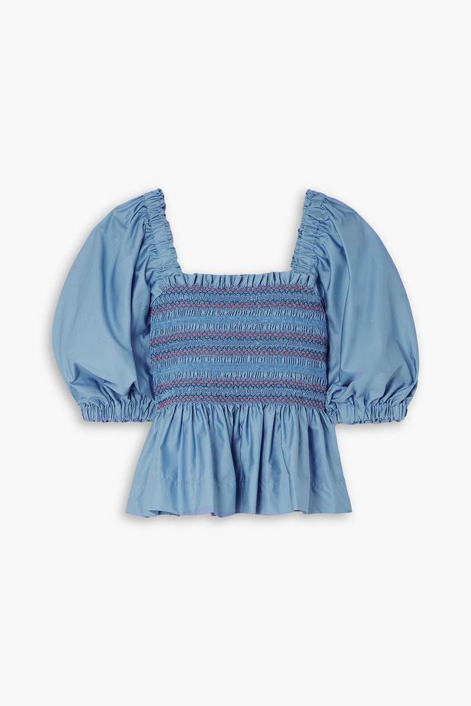 Molly Goddard Marigold embroidered shirred cotton-satin top