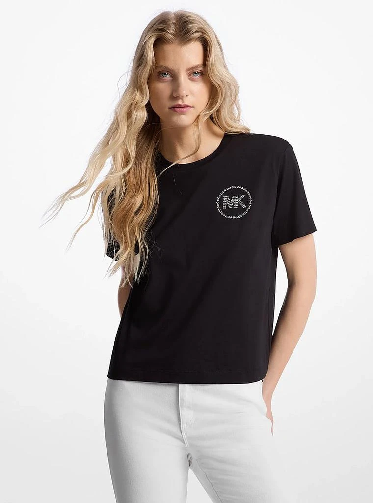Michael Kors Embellished Logo Organic Cotton T-Shirt