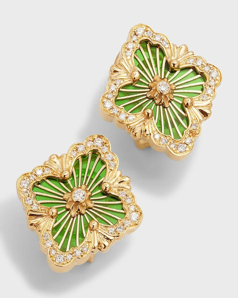 Buccellati Opera Tulle 18K Green Enamel Diamond Earrings 3