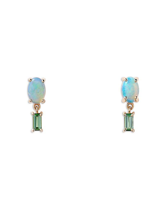 WWAKE 14K Yellow Gold Opal & Tourmaline Stela Earrings