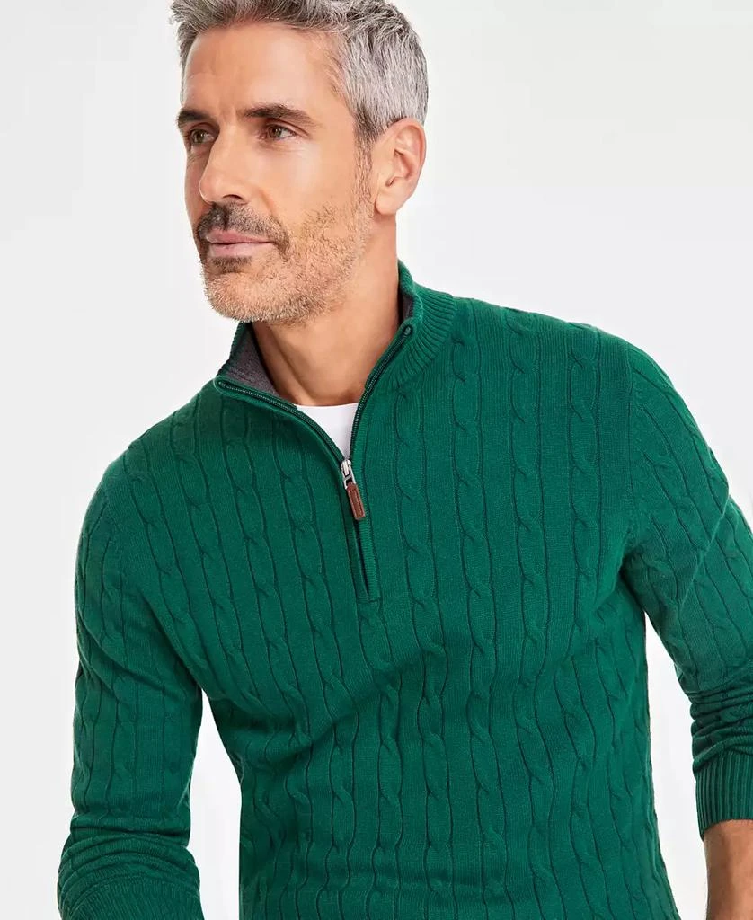 Club Room Men's Cable Knit Quarter-Zip Cotton Sweater, Created for Macy's 4