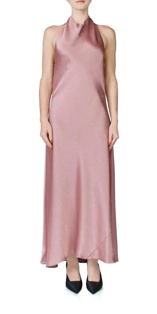 Vince Draped Cowl Neck Halter Dress In Petal Quartz 1