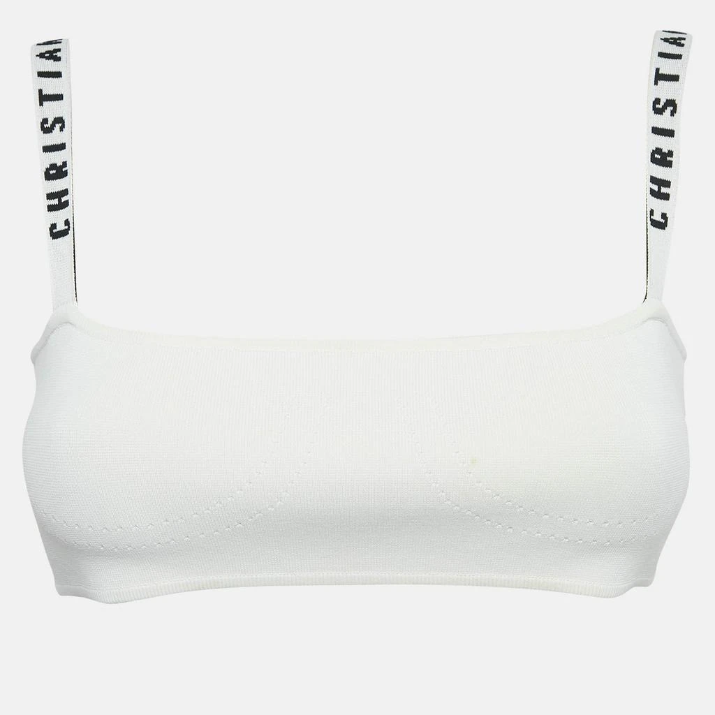Dior Christian Dior White Logo Band Detail Knit Bralette Top M 1