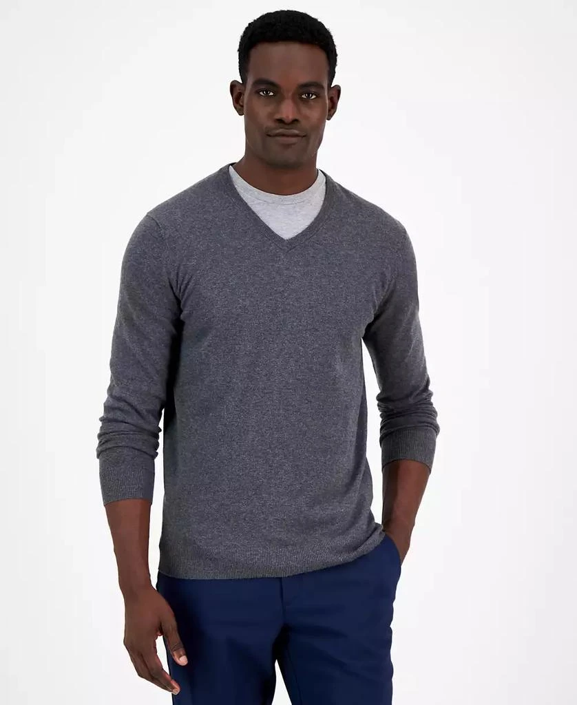 Alfani Men's Solid V-Neck Cotton Sweater, Created for Macy's 1