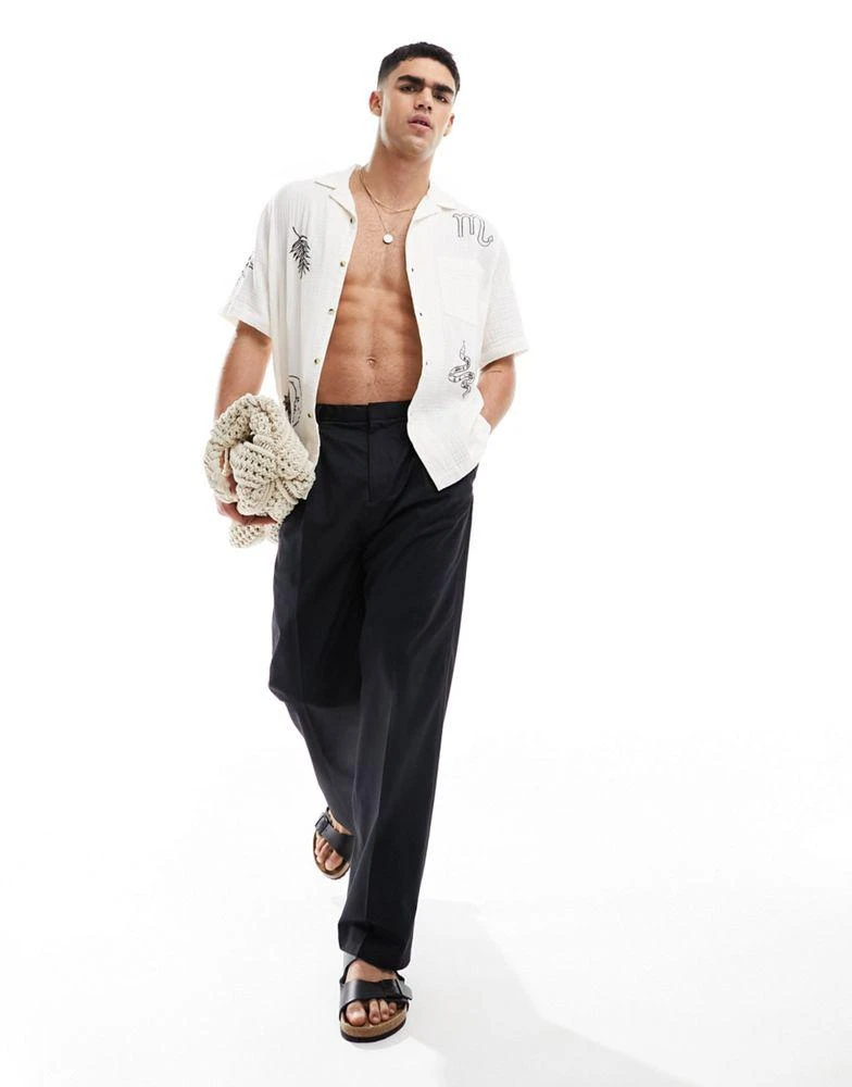 ASOS ASOS DESIGN relaxed revere shirt with tattoo embroidery 2