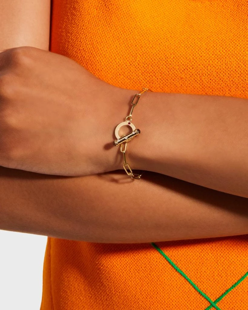 Roberto Coin Yellow Gold Paperclip Chain Bracelet with Diamond Toggle 2