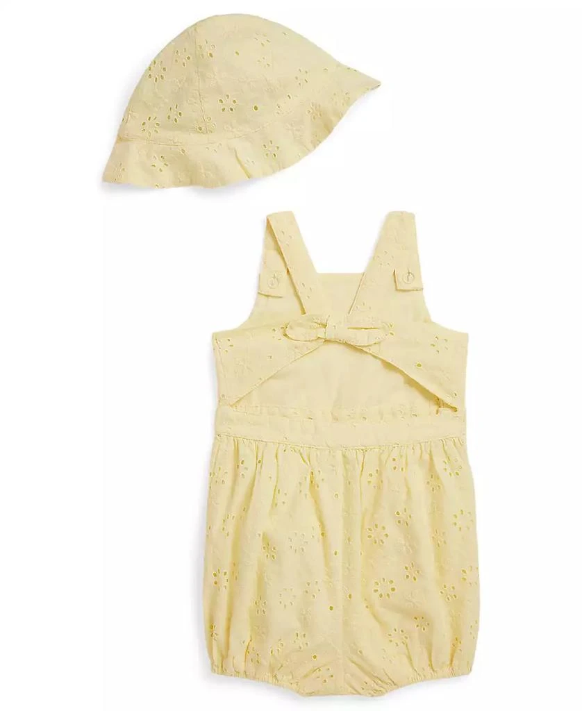 Ralph Lauren Baby Girls
 Eyelet Straight Neck Shortall and Hat, 2-Piece Set 2