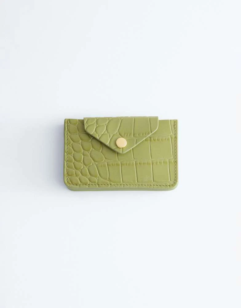 
Other Stories 
Other Stories croc embossed leather card holder in lime