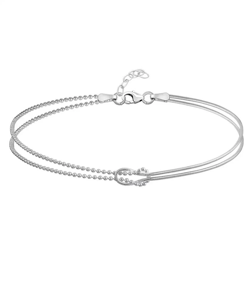 Bling Jewelry Love Knot Infinity Anklet Ankle Bracelet Split Beaded Ball Snake Chain Sterling Silver Adjustable 9 To 10 Inch