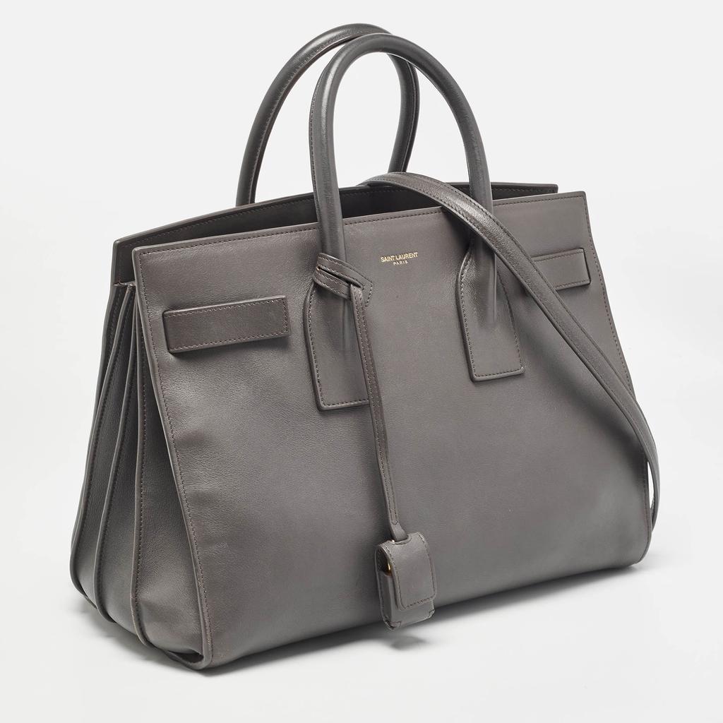 Saint Laurent Saint Laurent Grey Leather Small Classic Sac De Jour Tote
