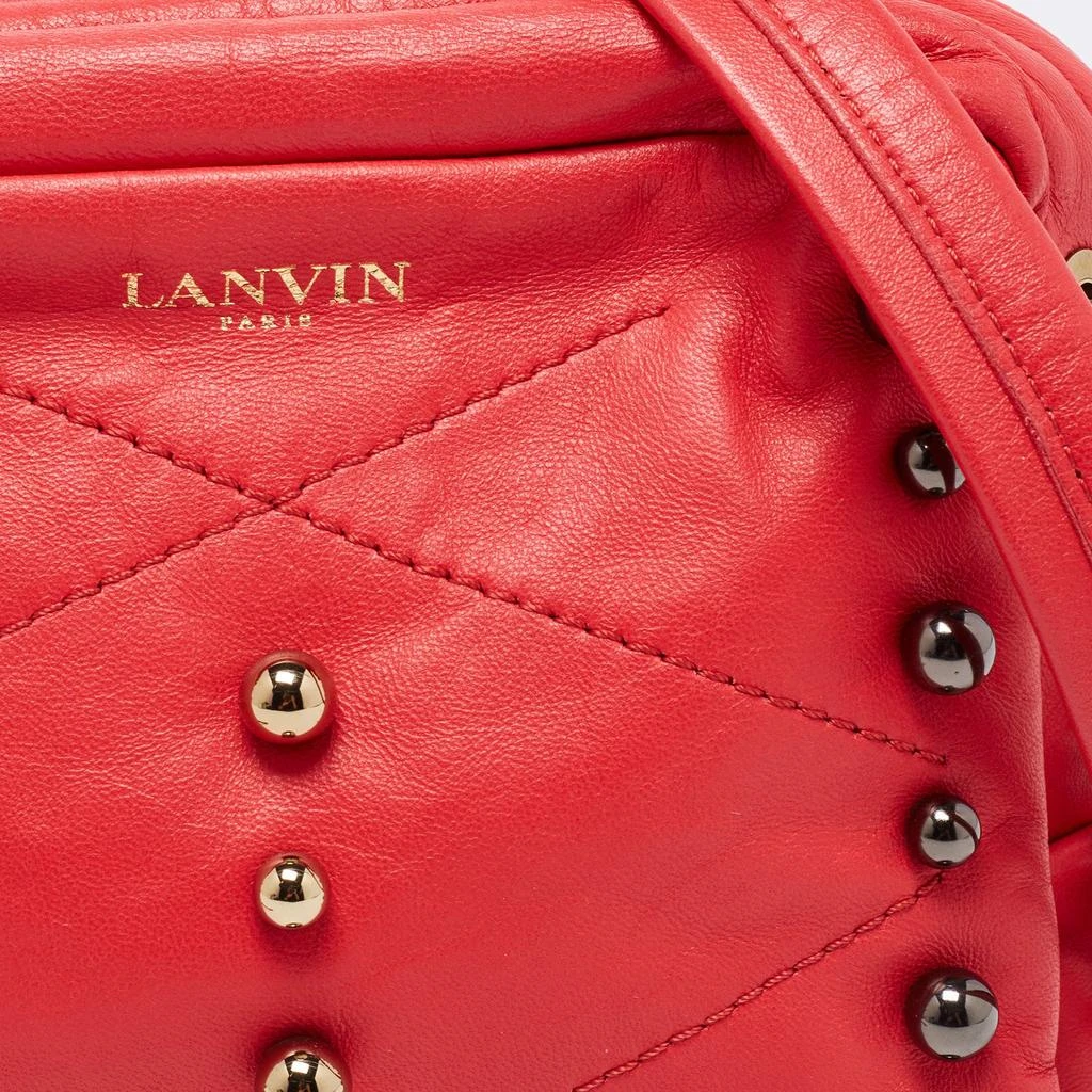 Lanvin Lanvin Coral Red Leather Sugar Studded Shoulder Bag 6