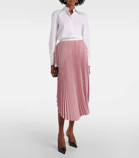 Stella McCartney Leather-trimmed plissé maxi skirt 2