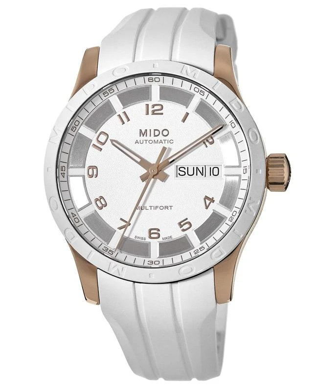 MIDO Mido Multifort Automatic Rode Gold Tone Rubber Strap Women's Watch M018.830.37.012.80 1