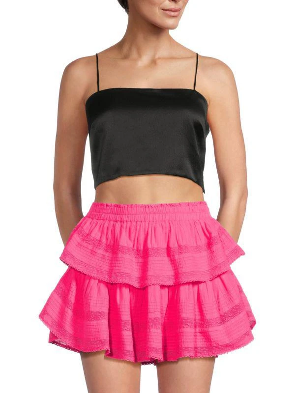 LOVESHACKFANCY Roseanna Bow Silk Crop Top 1