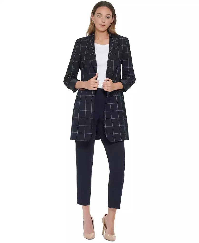 Tommy Hilfiger Women's Windowpane One-Button Blazer 7