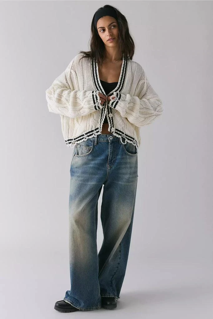 The Ragged Priest The Ragged Priest Blast Distressed Cable Knit Cardigan 1