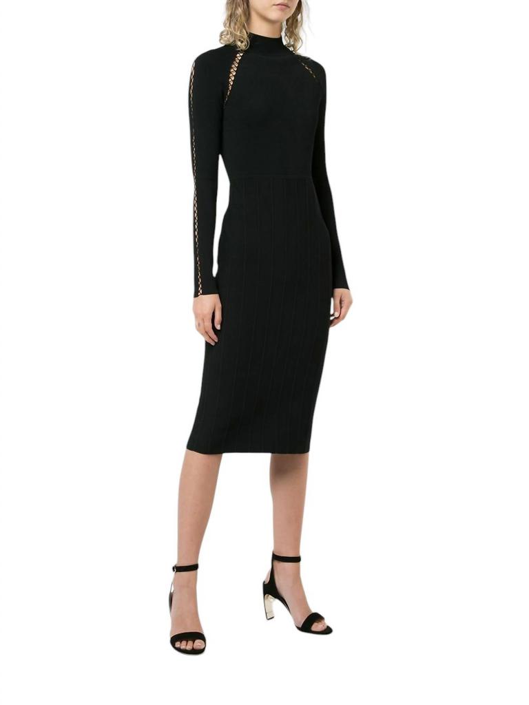 LELA ROSE Lela Rose - Mock Neck Long Sleeve Knit Cocktail Dress