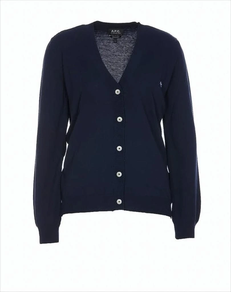 A.P.C. V-Neck Blue Cotton Cardigan