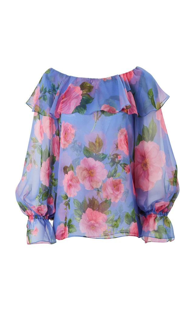 Carolina Herrera Carolina Herrera - Ruffled Floral Silk Chiffon Top - Multi - US 4 - Moda Operandi 1