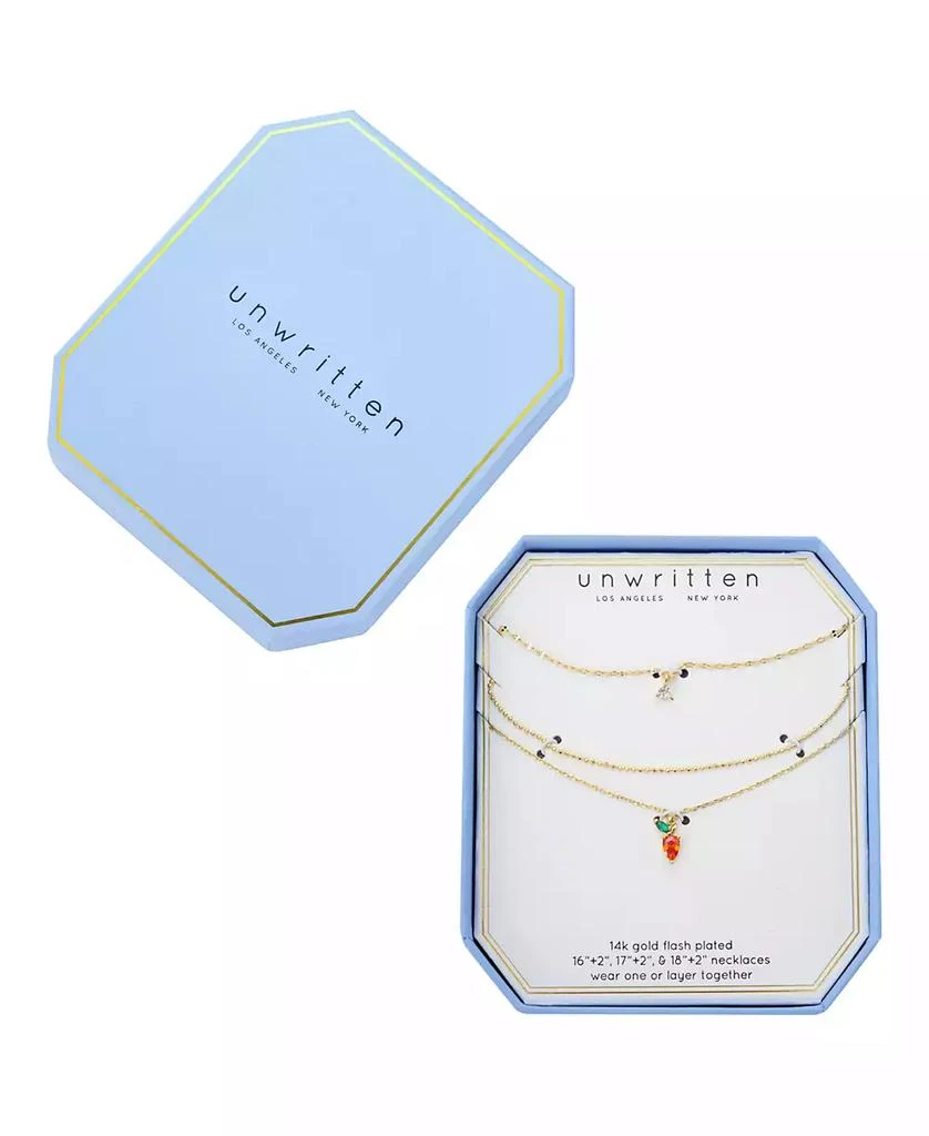 Unwritten Cubic Zirconia Strawberry Pendant Layered Necklace Set 4