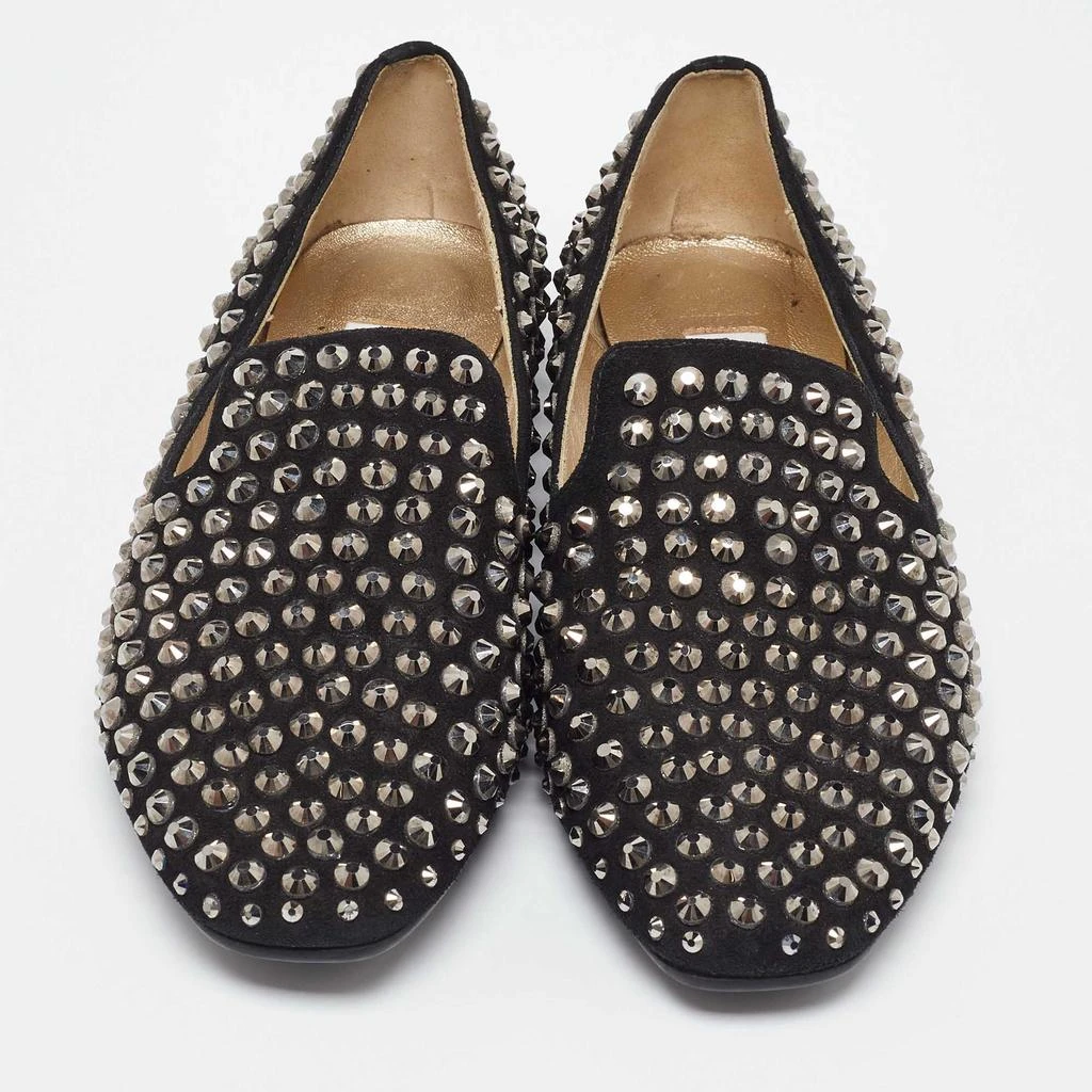 Jimmy Choo Jimmy Choo Black Suede Wheel Crystal Studded Smoking Slippers Size 35 3