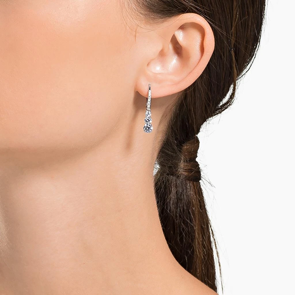 Swarovski Attract trilogy hoop earrings round cut white rhodium plated 7