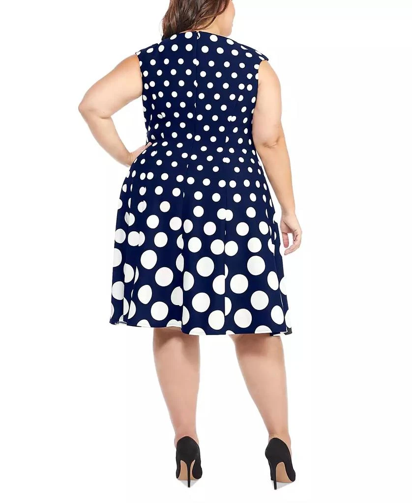 London Times Plus Size Polka-Dot Fit & Flare Dress 5