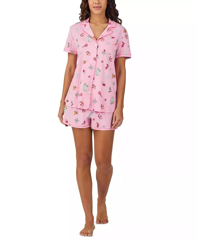 Cuddl Duds Women's Printed Short-Sleeve Boxer Pajama Set