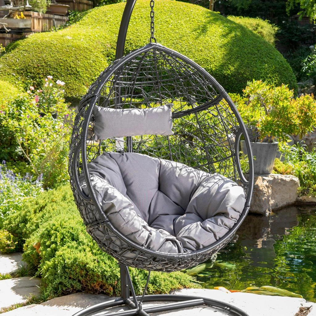 Streamdale Furniture Streamdale Cozy Wicker Egg Hammock Chair with Removable Cushions 5