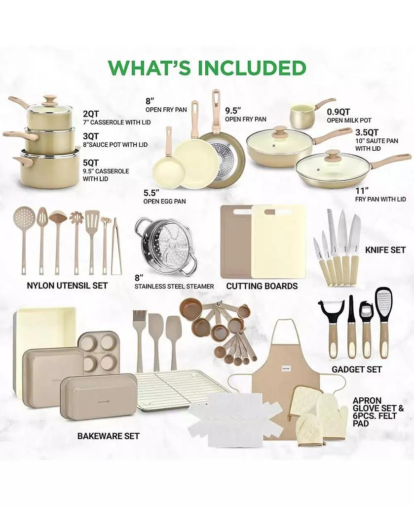 NutriChef 54-Piece Non-Stick Cookware 
Bakeware Set, Professional Kitchen Collection with Pots, Pans 
Tools 5