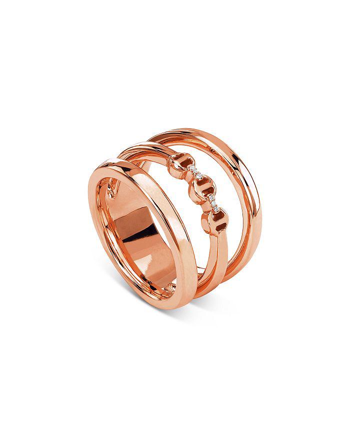 Hoorsenbuhs 18K Rose Gold Asset Diamond Accent Three Row Ring