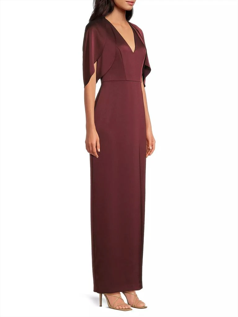 Aidan Mattox Crepe-Back Satin Cape-Sleeve Column Gown 4