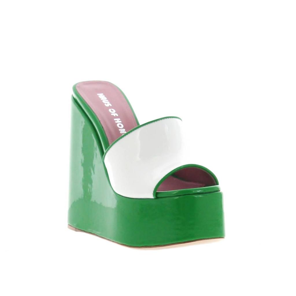 Haus of Honey Women's Laquer Doll Platform Wedges In Patro/white