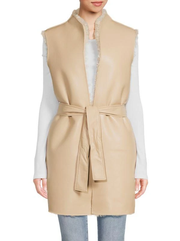 Calvin Klein Faux Fur Belted Vest 3