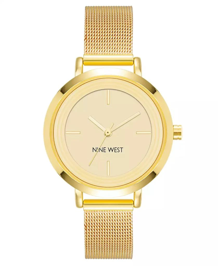 Nine West Women's Quartz Gold-Tone Stainless Steel Mesh Band Watch, 34mm 1