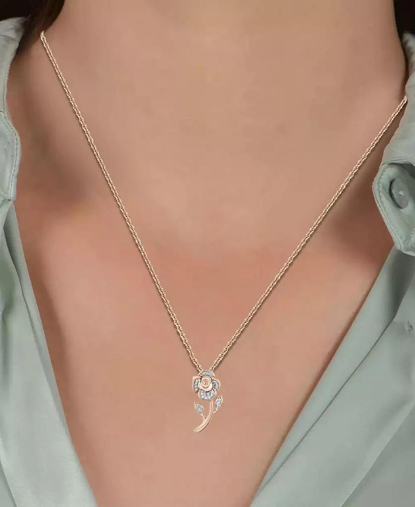 Disney Enchanted Vault Diamond Belle Rose 18" Pendant Necklace (1/10 ct. t.w.) in 14k Rose Gold-Plated Sterling Silver 2