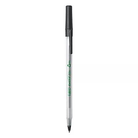 BIC BIC Ecolutions Round Stic Ballpoint Pen, 1mm, Medium, Black Ink, 50ct.