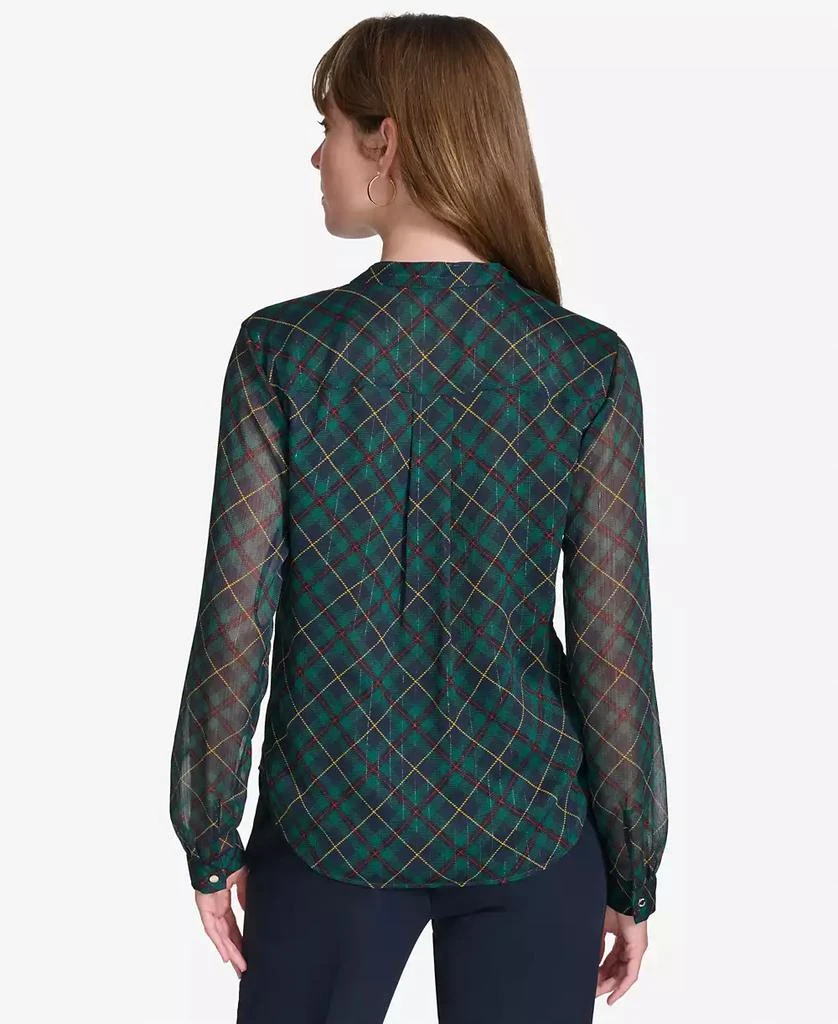 Tommy Hilfiger Women's Plaid Ruffle-Trim Blouse 2
