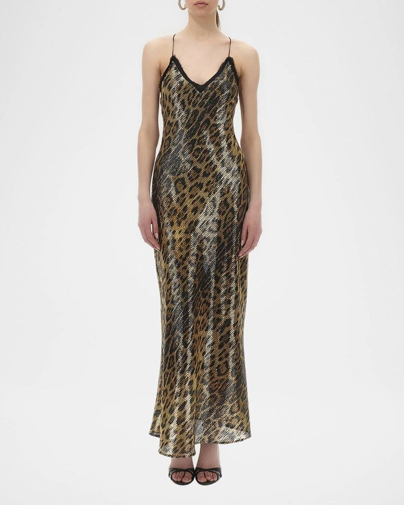 Roberto Cavalli Jaguar-Print Sequined Backless Maxi Slip Dress 2