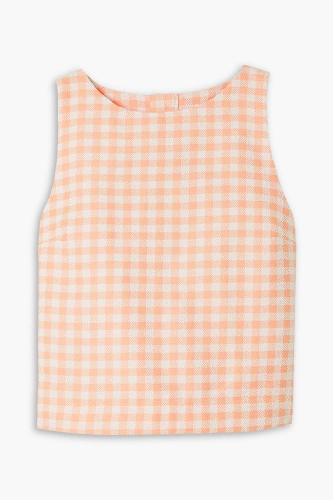 LISA MARIE FERNANDEZ Cropped gingham cotton-blend bouclé top